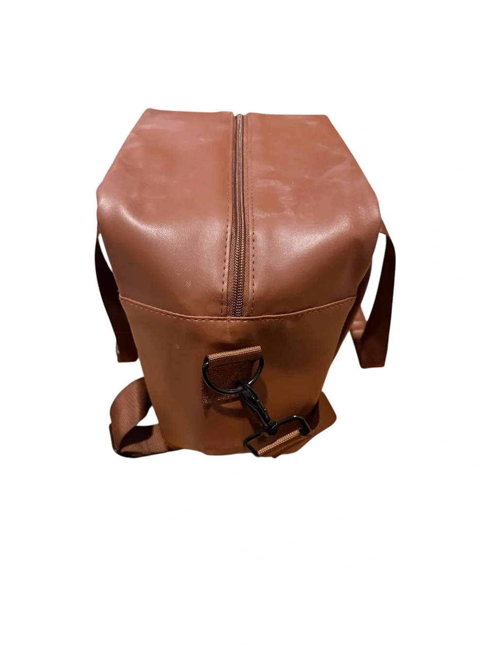 Minimalist Tan Leather Messenger insulated lunchBag with Adjustable Strap